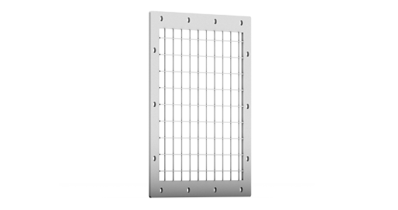 Wire mesh guard, on discharge side	